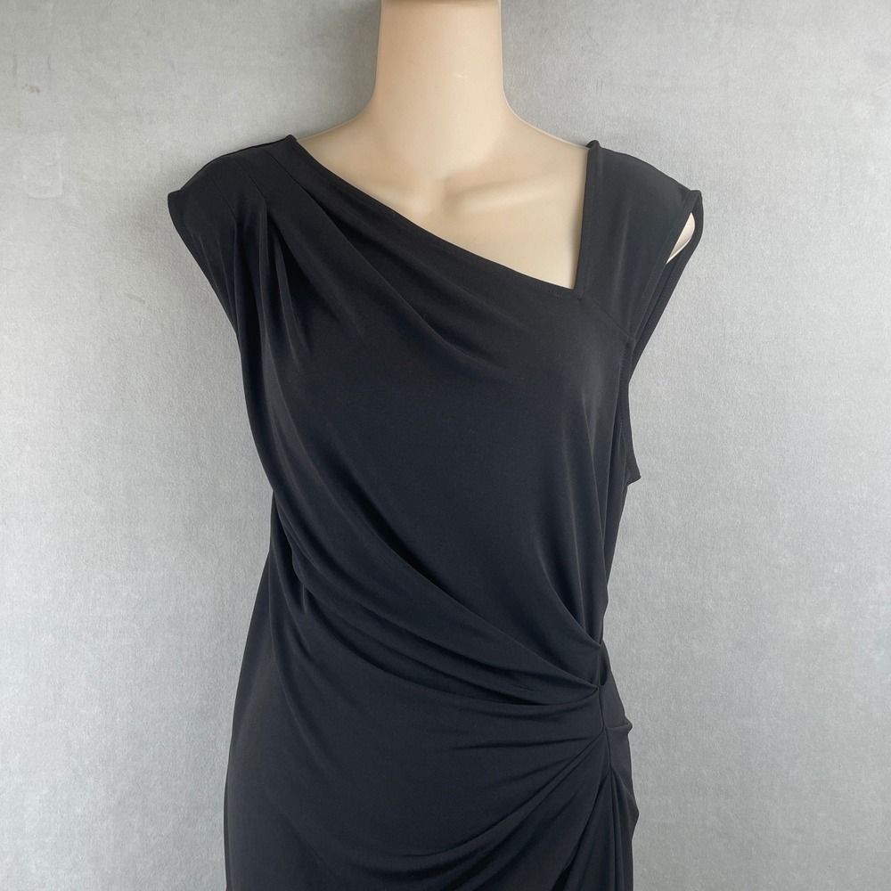 VICTORIAS SECRET Black Sleeveless Draped Sheath Stretch Dress L Cocktail Party - Picture 2 of 15